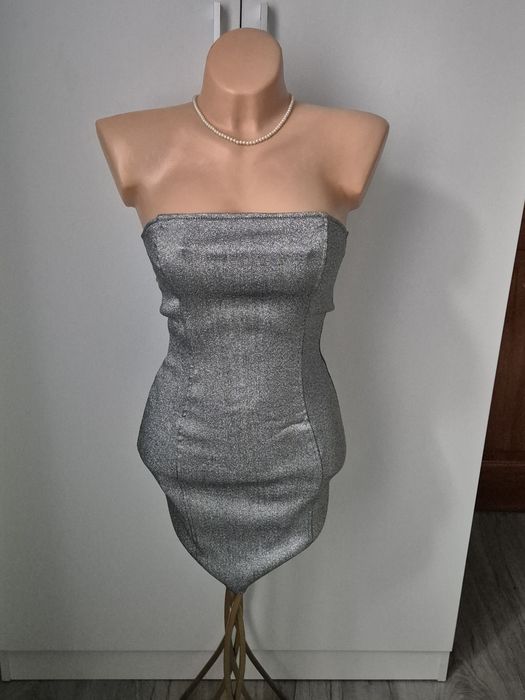 Srebrna sukienka w stylu Vintage M CROPP