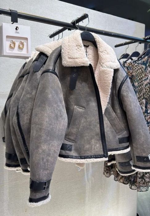 ZARA S M L дублянка весна демі куртка зима хутро