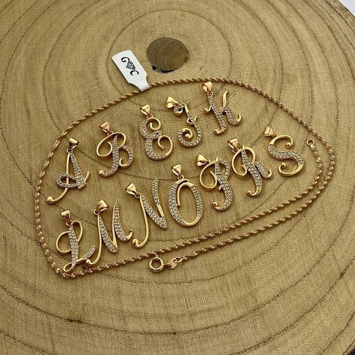 Piękny Złoty Łańcuszek Singapur + Zawieszka Literka "e" Z Cyrkoniami 6