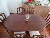Mesa extensível madeira + 6 cadeiras ( Rinchoa)