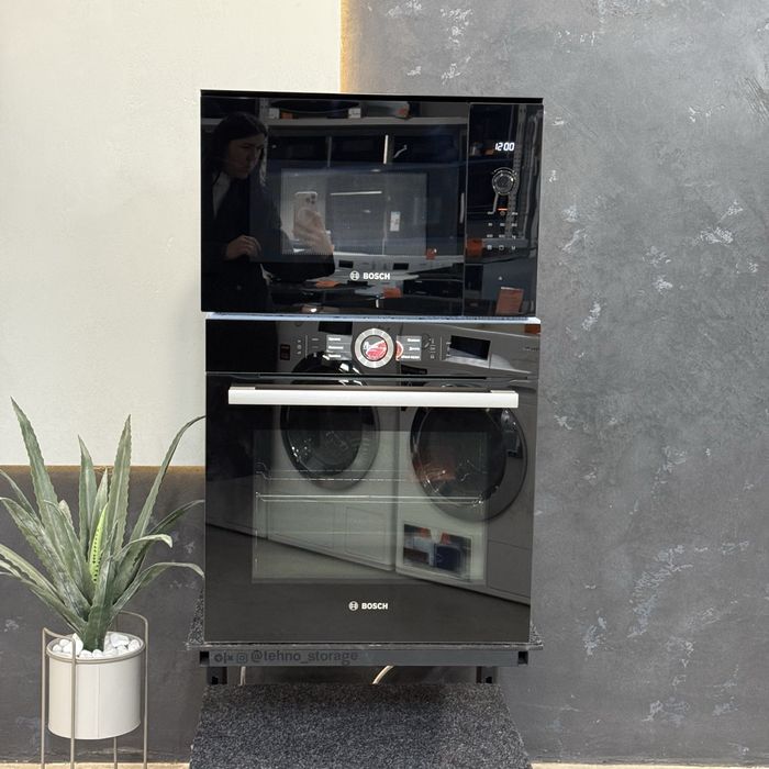 Комплект Bosch духовка з пароваркою HSG 636BB1 мікрохвильовка BEL524