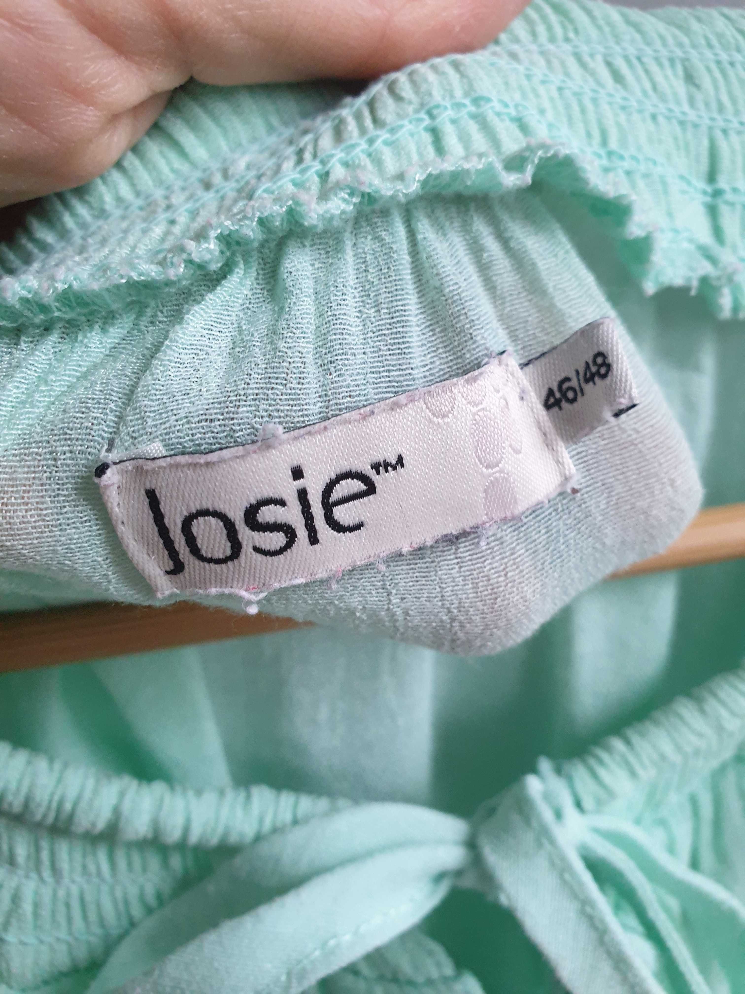 Miętowa bluzka koszula z krótkim rękawem Josie 46 48 oversize