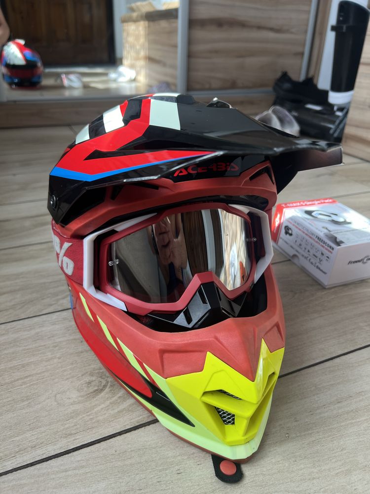 Kask google interkom rekawice fox cross enduro adventure acerbis M