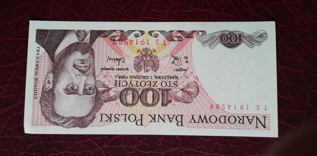 Banknot 100 zł 1988 Stan bankowy