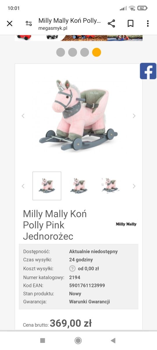 Konik na biegunach MILLY MALLY Polly Różowy