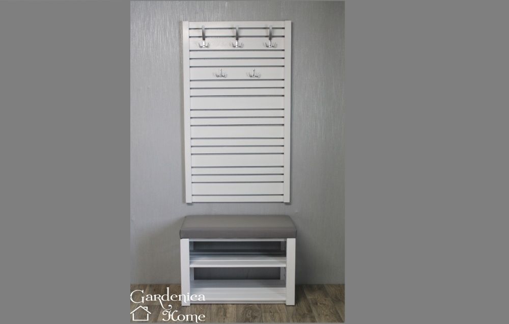 Zestaw komplet do przedpokoju wieszak szafka dwie półki siedzisko