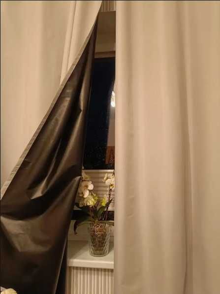 Par de Cortinados Blackout 100% À prova de Luz Grandes | Preto/Branco