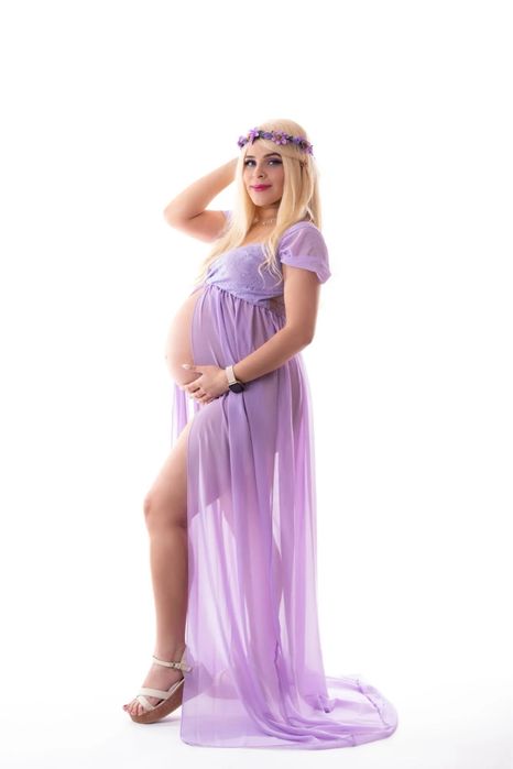 Suknia do sesji ciazowej szyfonowa z rozcieciem S,M,L,XL