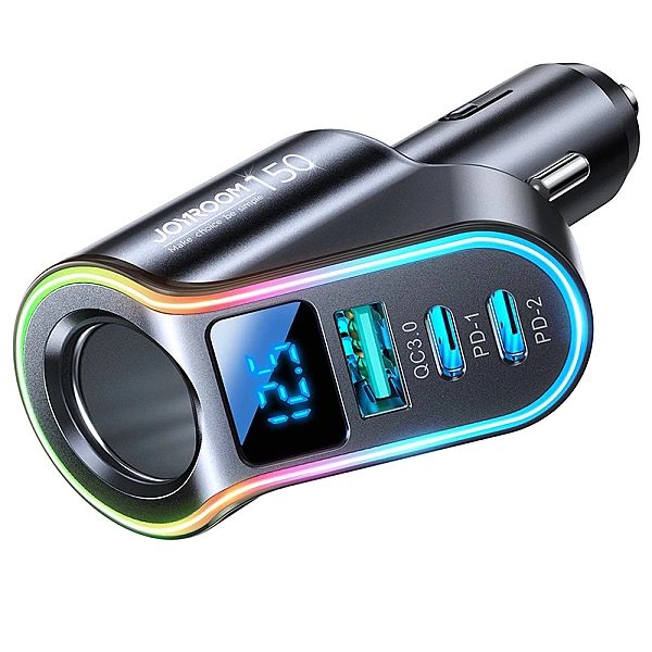 Joyroom szybka ładowarka samochodowa 4w1 USB-A QC3.0 / 2xUSB-C PD 150W