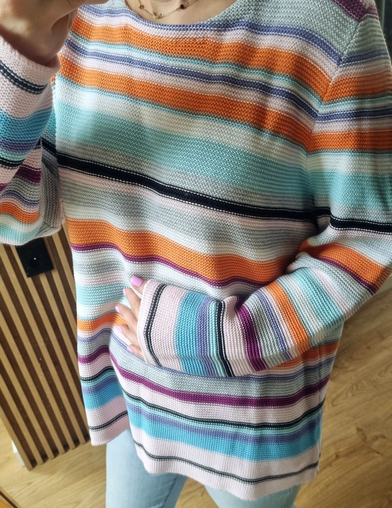 Sweterek kolorowy w paski Christian Berg XXL 48