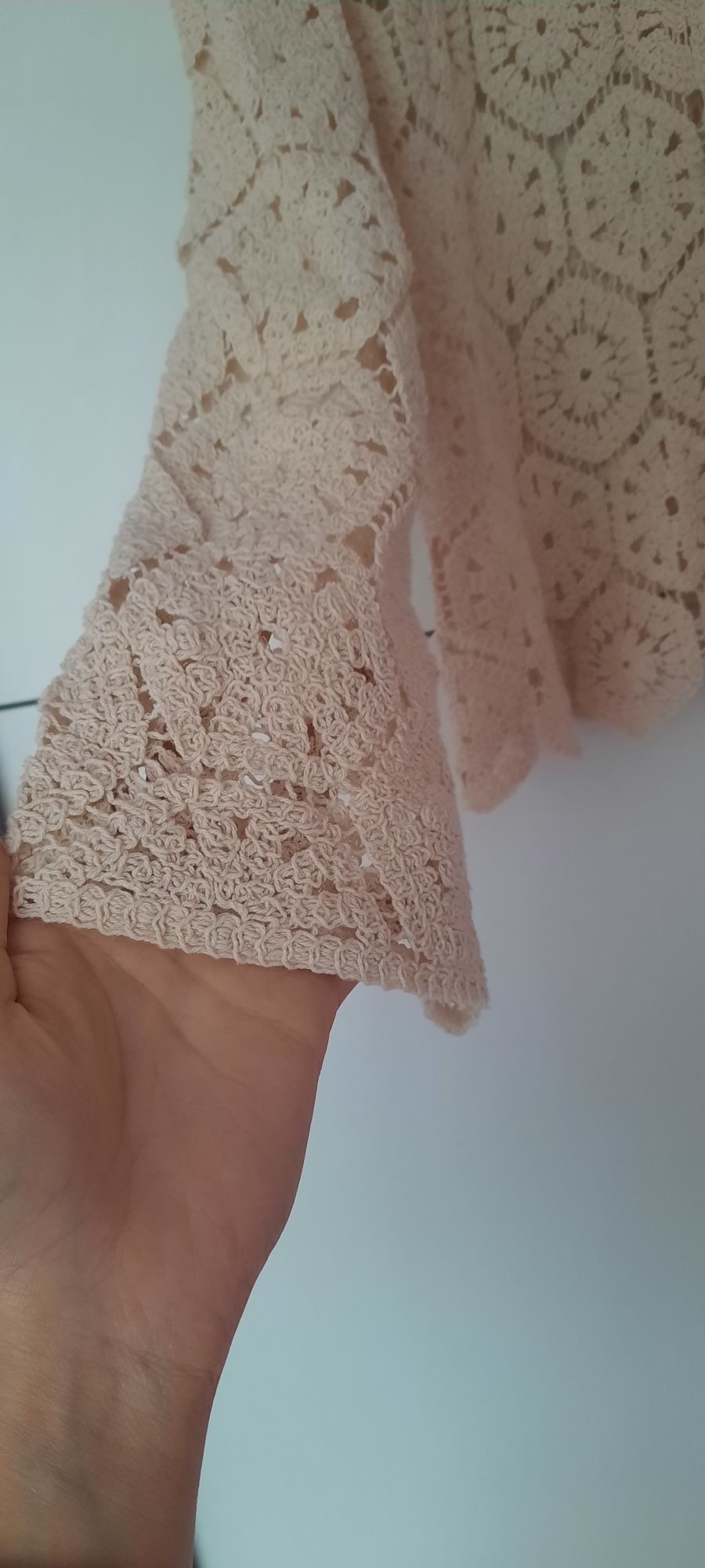 Kardigan ażurowy sweter koronka bluzka boho