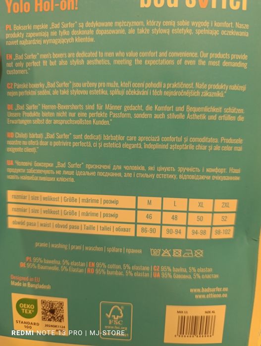 Bokserki męskie bawełniane 2 pak