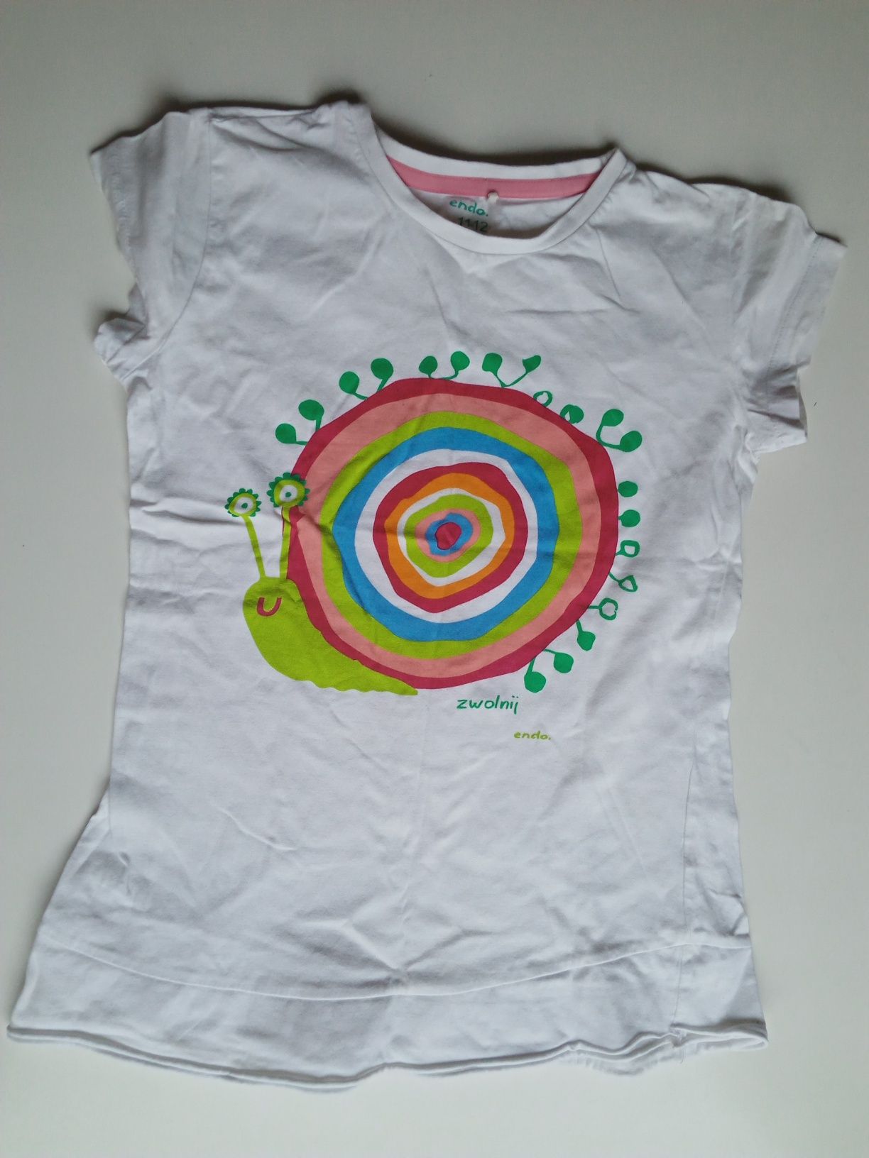 koszulka T-shirt dziewczęcy ENDO ślimak, 152 cm, 11-12 lat