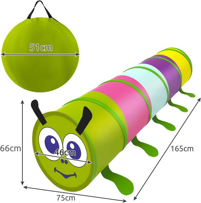 Tunel dla dzieci dziecka GĄSIENICA kolorowy do ogrodu domu na prezent