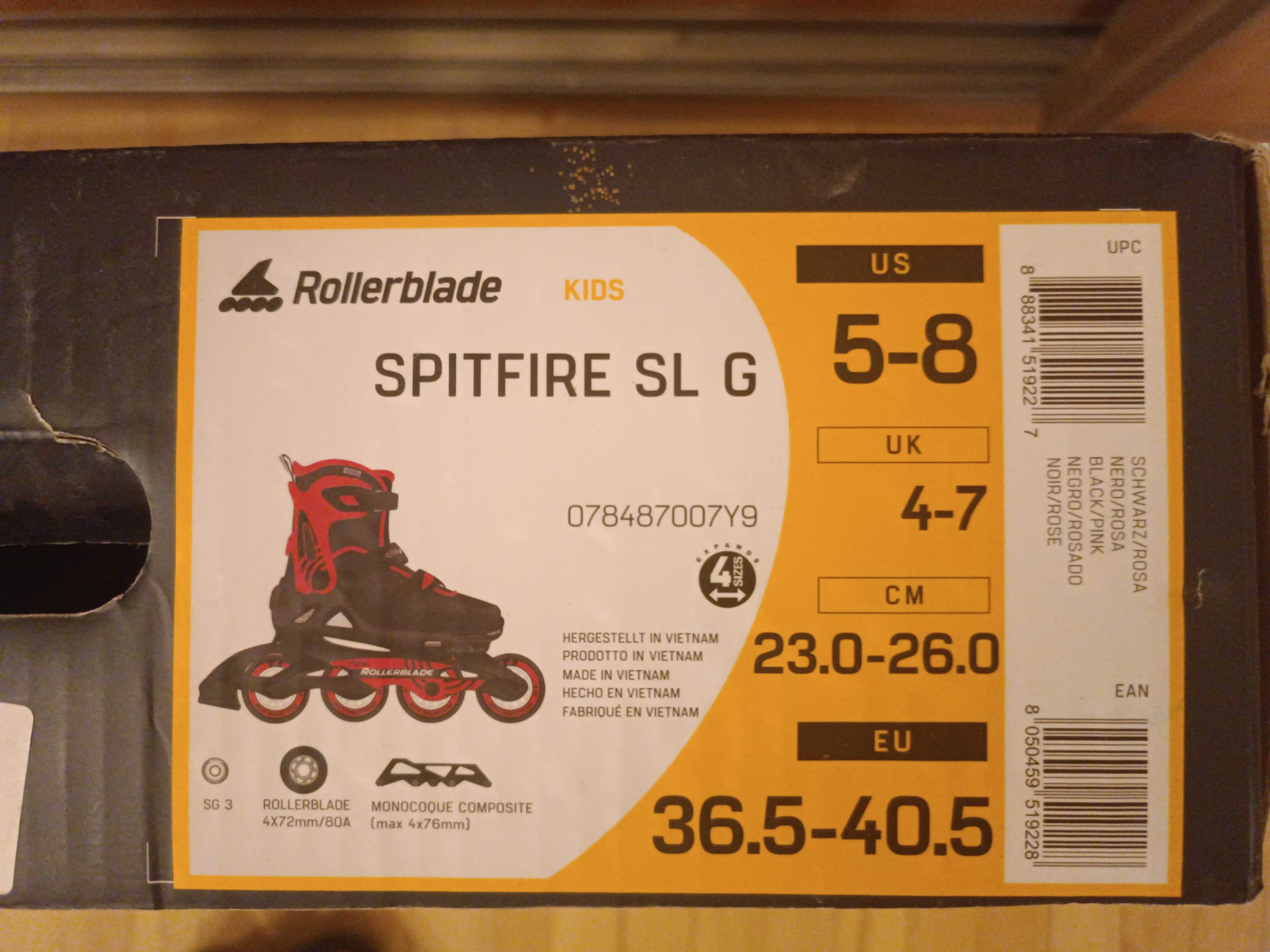 Ролики на липучках Rollerblade Spitfire SLG 36,5-40,5 розмір, комплект