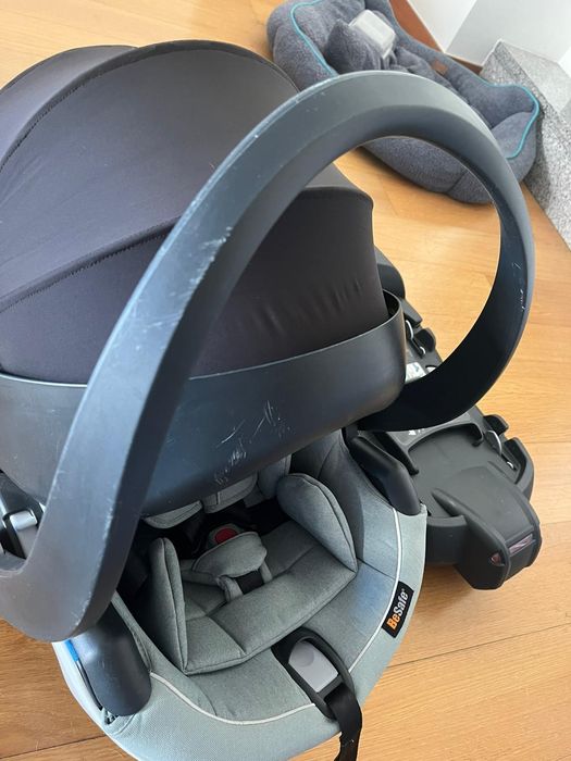 Baby coque + base isofix be safe + capa de chuva