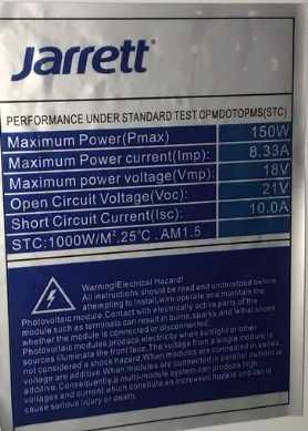 Солнечные монокристаллические панели Jarrett Solar 150 Watt