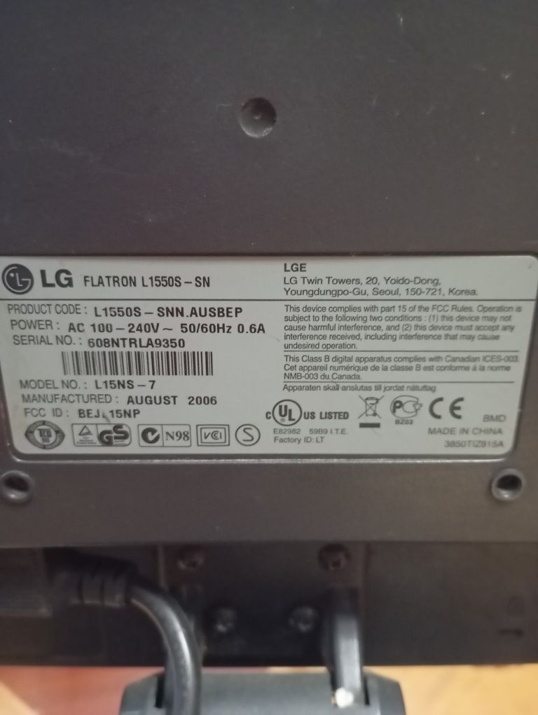 Монитор LG 15 Flatron,рабочий