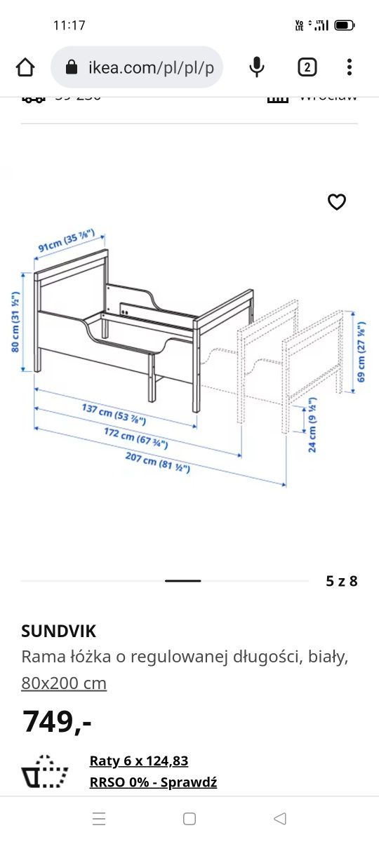Łóżko regulowane Ikea Sundvik z materacem