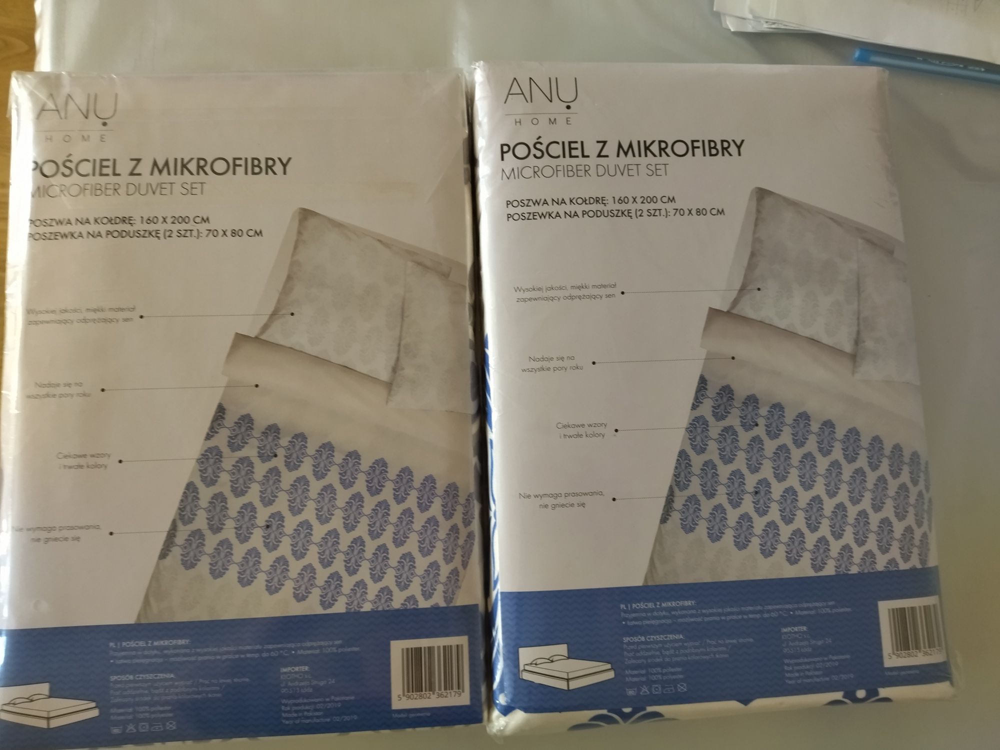 Pościele 2 szt. z mikrofibry nowa 2 kpl 160x200 cm poduszki 70x80