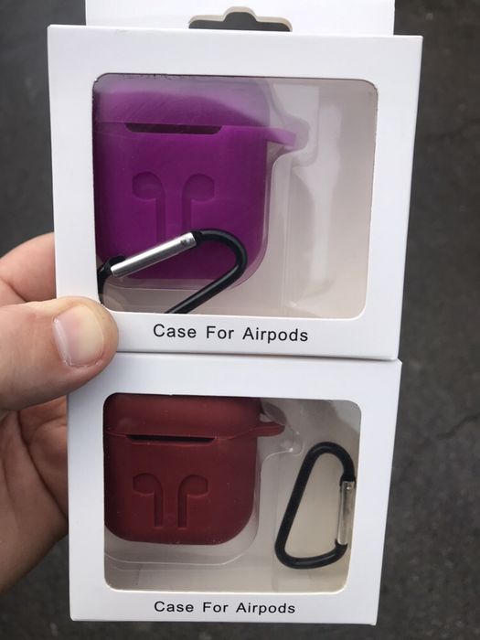 Чехол для Apple AirPods 1/2, Pro, силикон, silicone case с карабином