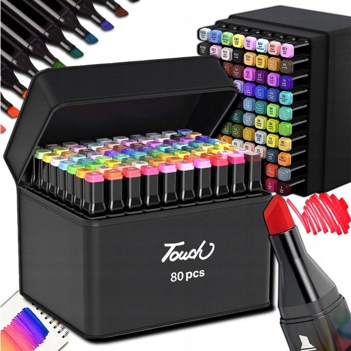 Markery Alkoholowe Touch Flamastry 80 Szt Mazaki Pisaki Dwustronne + T