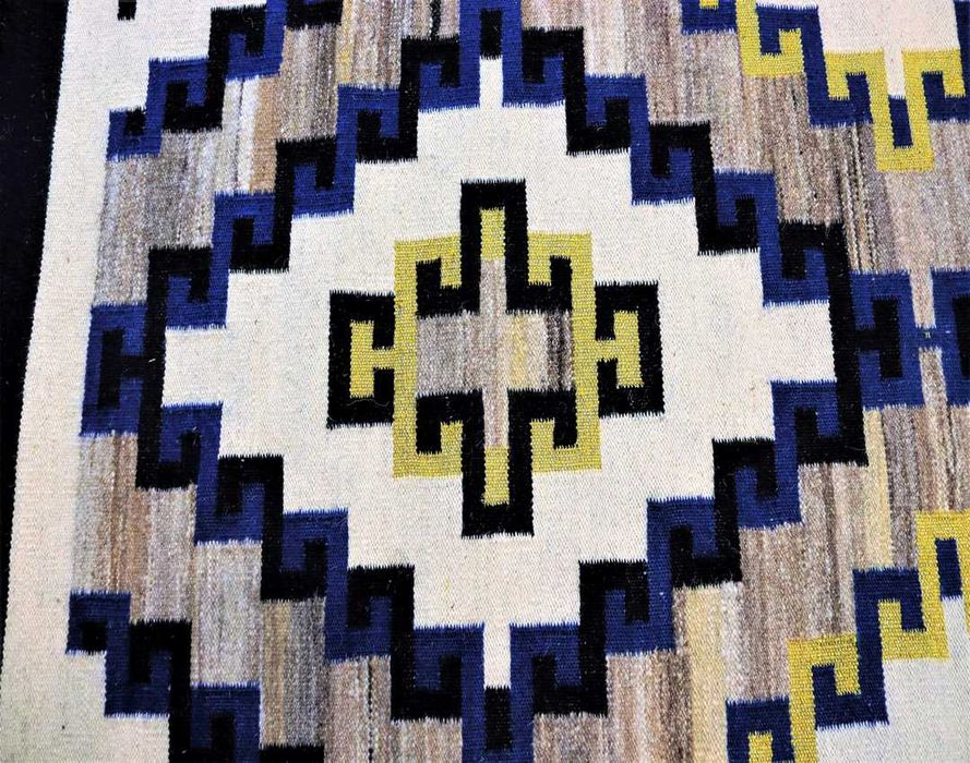 Dywan Etno Boho wełna 100% złota nić 101x189cm