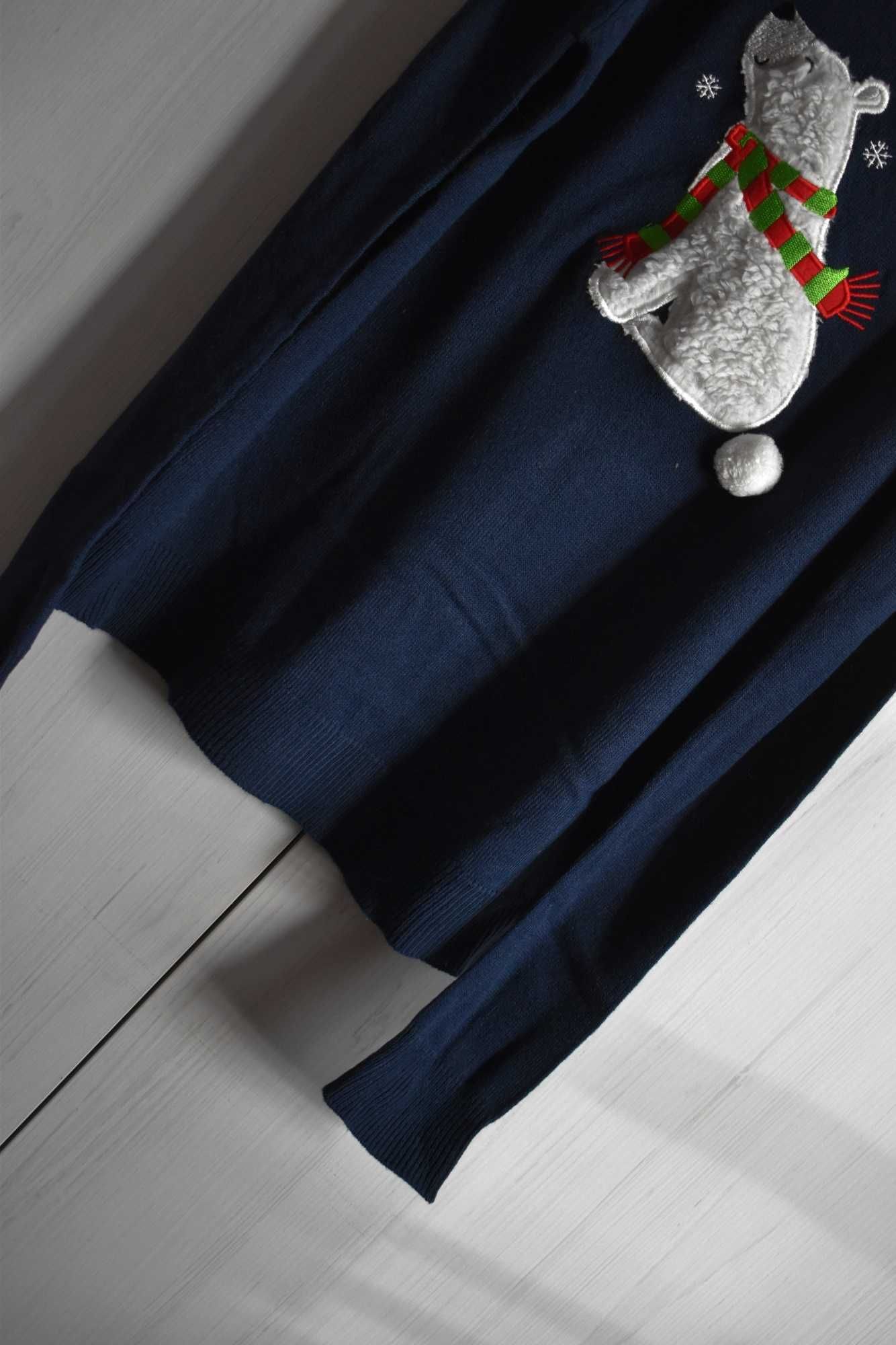Sweter świąteczny sweterek mikołajki święta XXS XS 32 miś Mikołaj