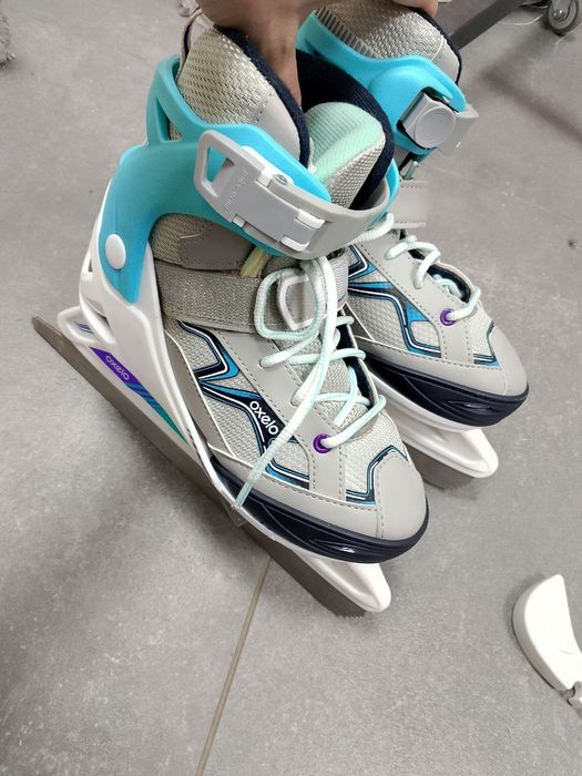 Ковзани Дитячі Льодові Розсувні Розмір 35-38 OXELO FIT100 Сірий