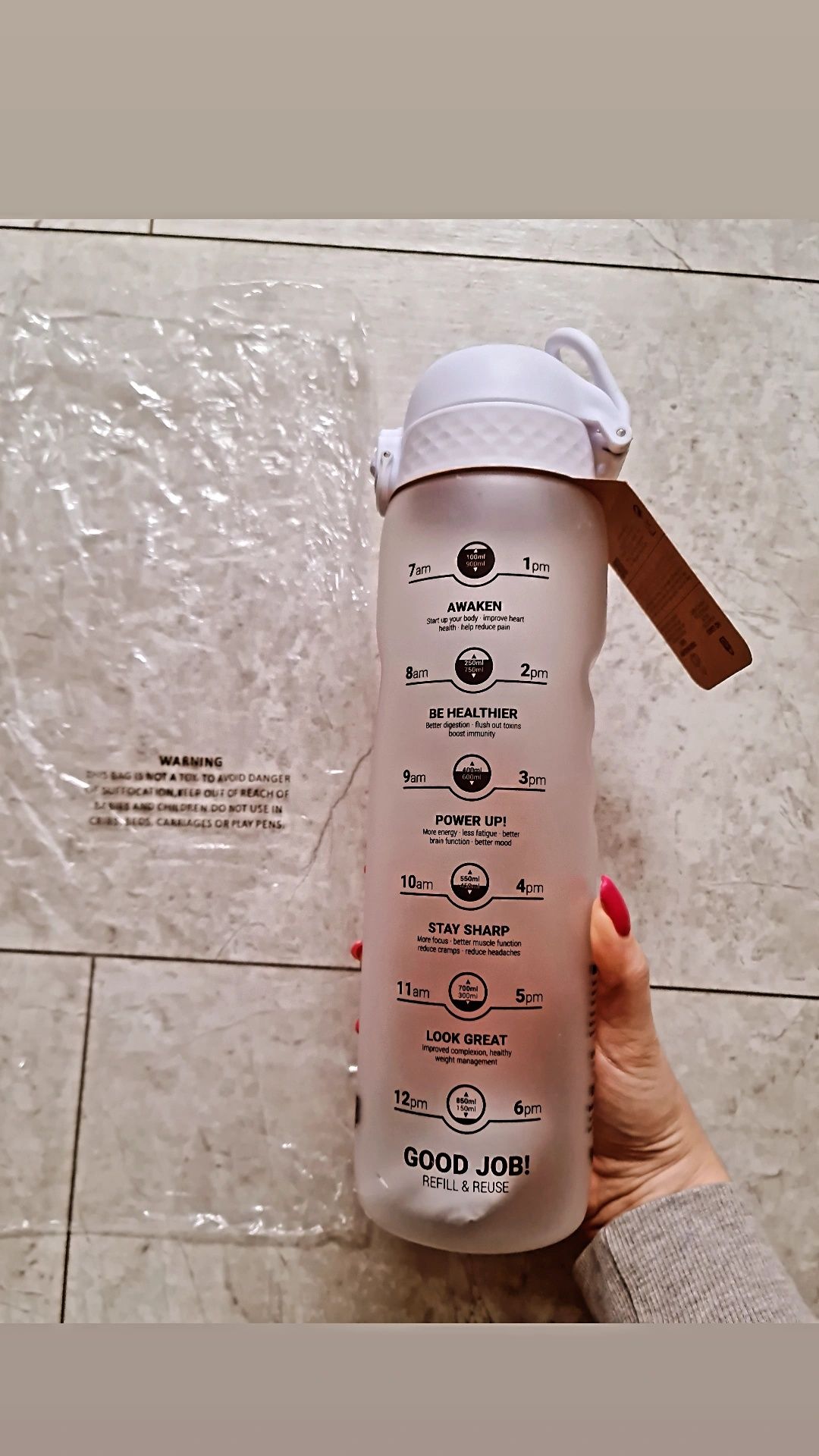 Nowa ! Butelka motywująca do picia wody| bidon ION8 I8RF1000PIMOT2 Bia