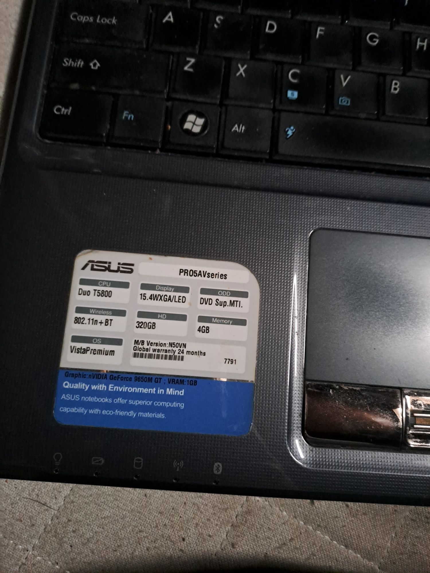 Laptop na części (brak dysku(