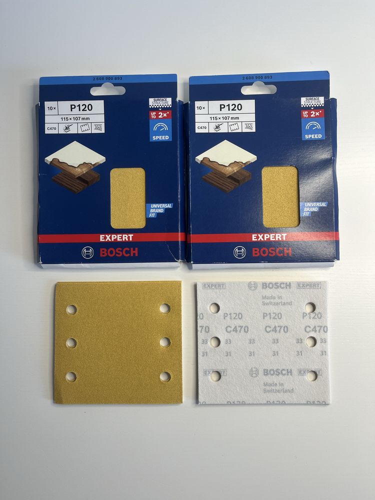 Trzy zestawy Bosch EXPERT C470 Papier ścierny