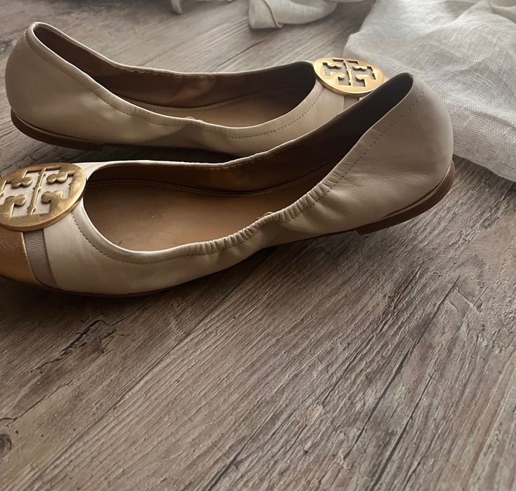Tory Burch Beżowe Złote Baleriny Flats r. 41