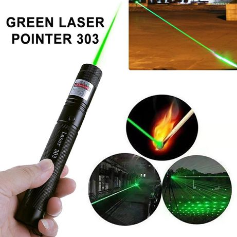 Лазерная указка Green Laser Pointer 303 с насадкой (школьнику)