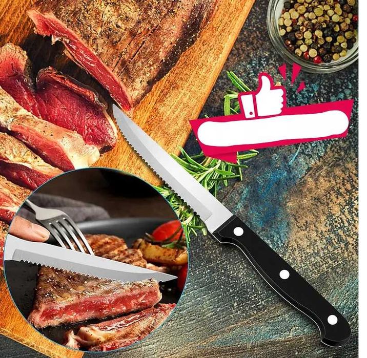 noże z ząbkami zestaw do steków burgerów mięsa grilla stalowe 4szt