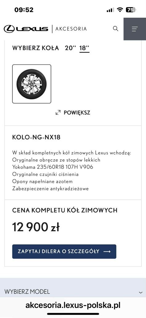 Sprzedam nigdy nie używanene,  całe koła NG NX 18 do Lexusa