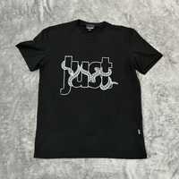 Koszulka czarna big logo print Just Cavalli czarna srebrna