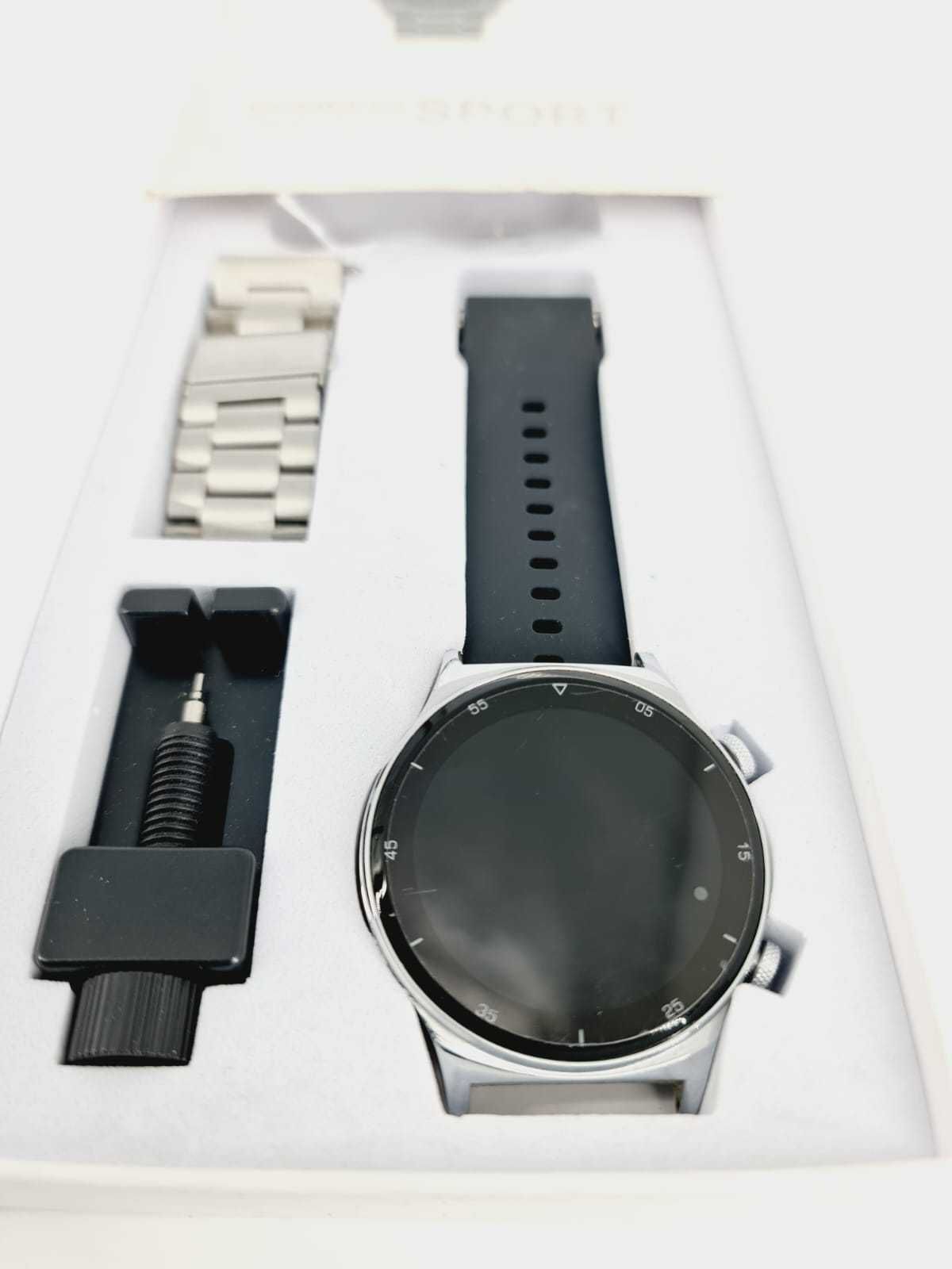 Smartwatch 1,32-calowy Opaska fitness IP67 SREBRNY. ! NIEKOMPLETNY