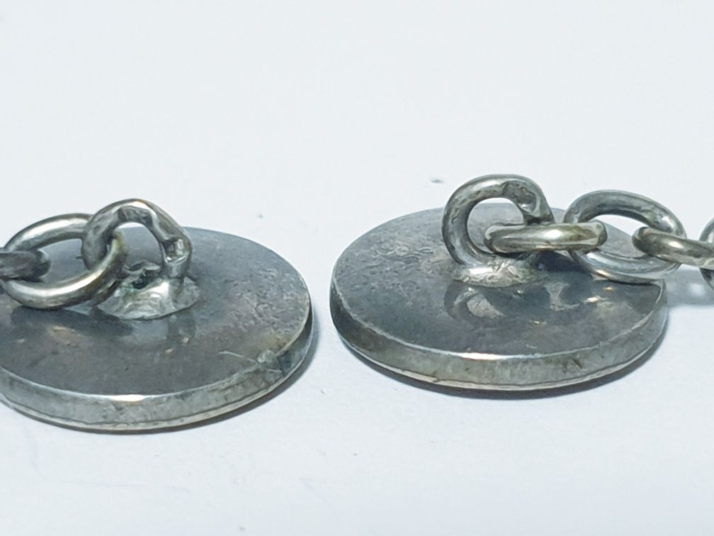 Fantásticos botões de punho vintage em prata dourada e madrepérola