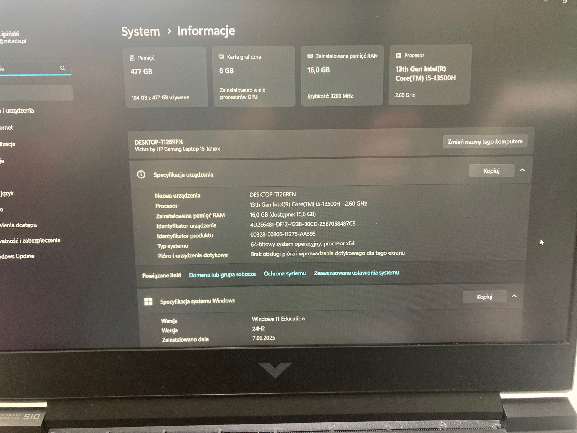Victus 15 (15-fa1332nw): RTX4060, i5-13500H, 144Hz, 16GB RAM, 512GB