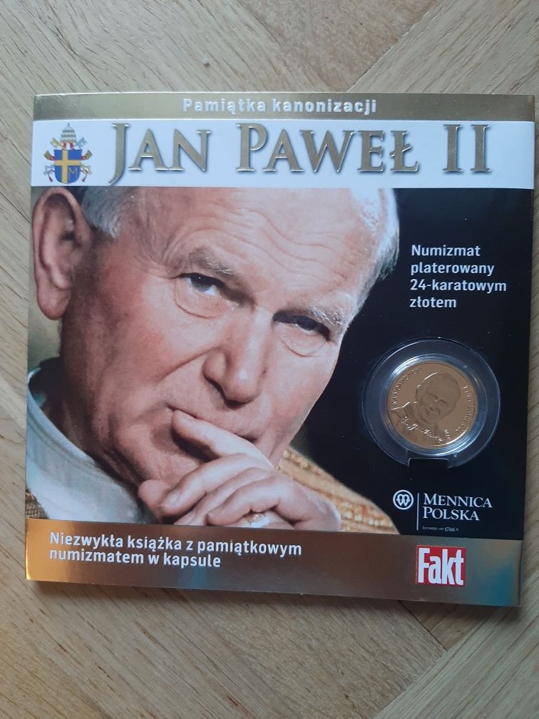 Jan Paweł II numizmat platerowany złotem