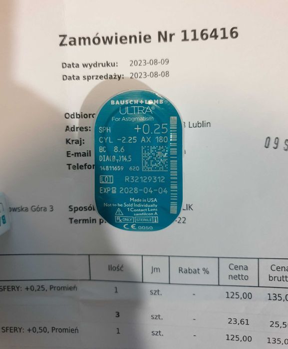 Soczewki Bausch Lomb ULTRA For Astigmatism Nowe