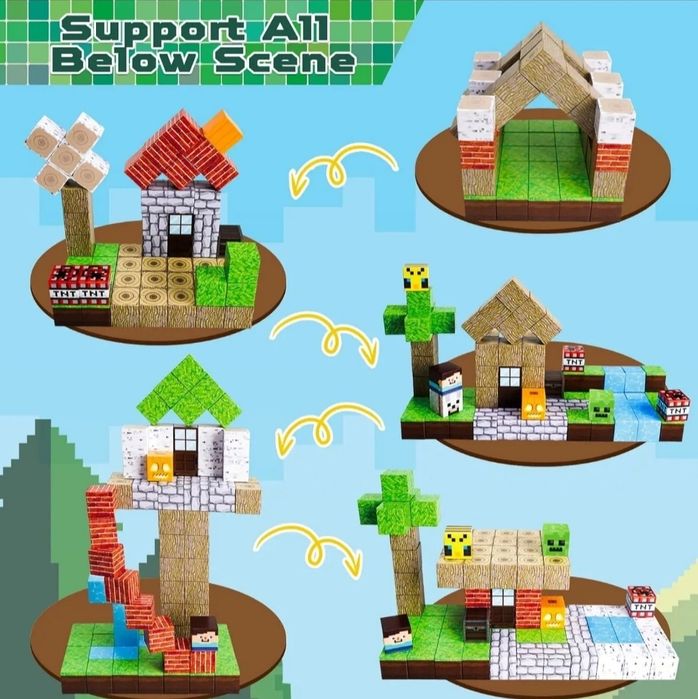 Klocki magnetyczne typu Minecraft 112szt i 2 figurki. Szybka wysyłka!!