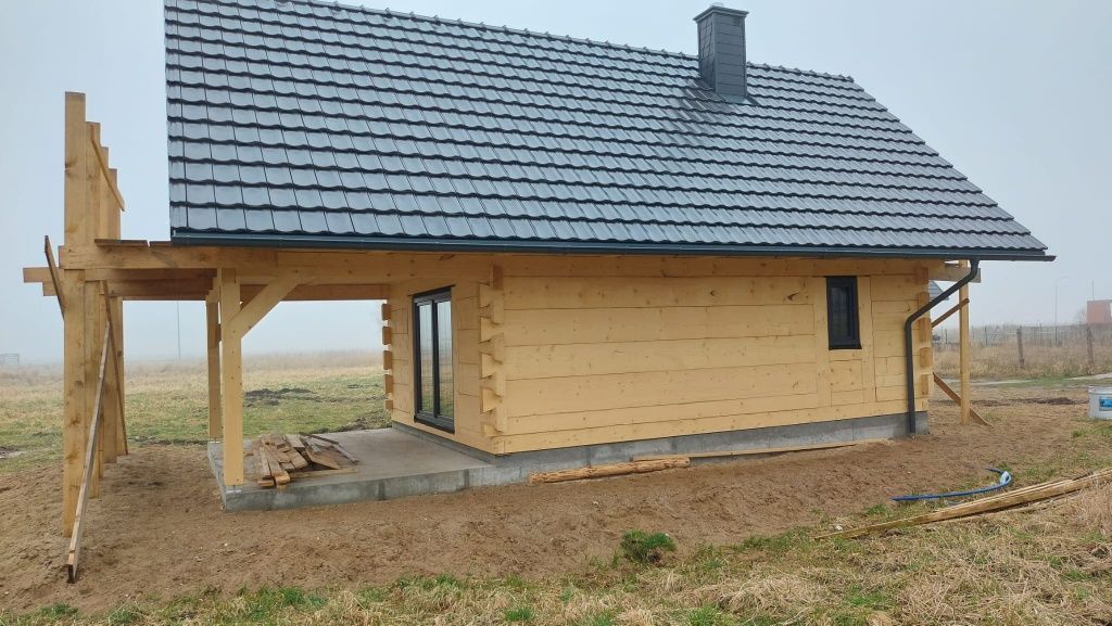 Dom drewniany z bali bala na zgłoszenie 35m2 70m2 bez pozwolenia