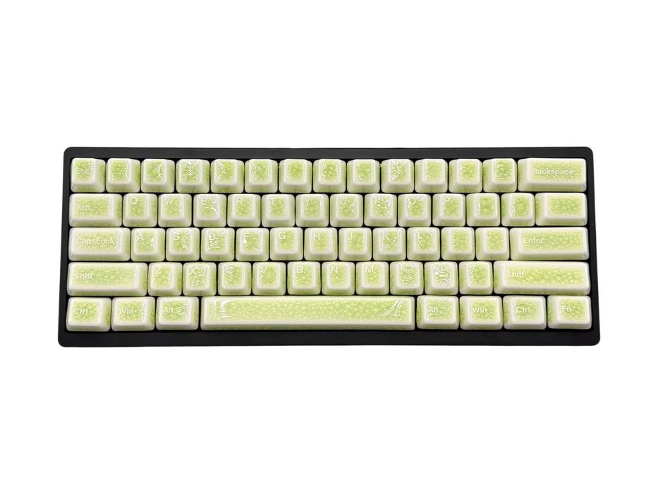 Керамічні кейкапи для клавіатур Cerakey Crazed Green (60% та повний)