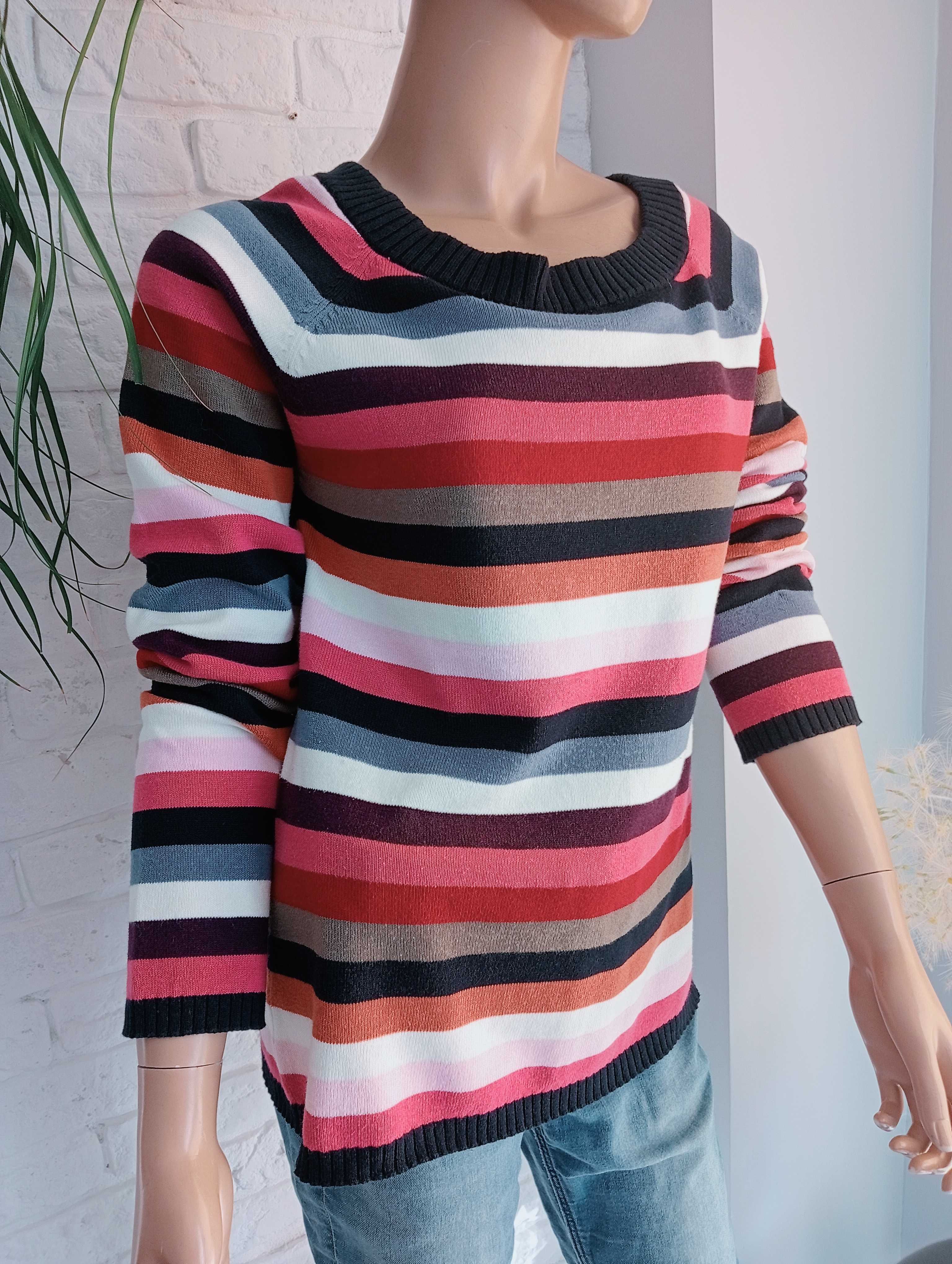 Bawełniany sweter damski w paski kolorowy 40-42/M-L Lindex