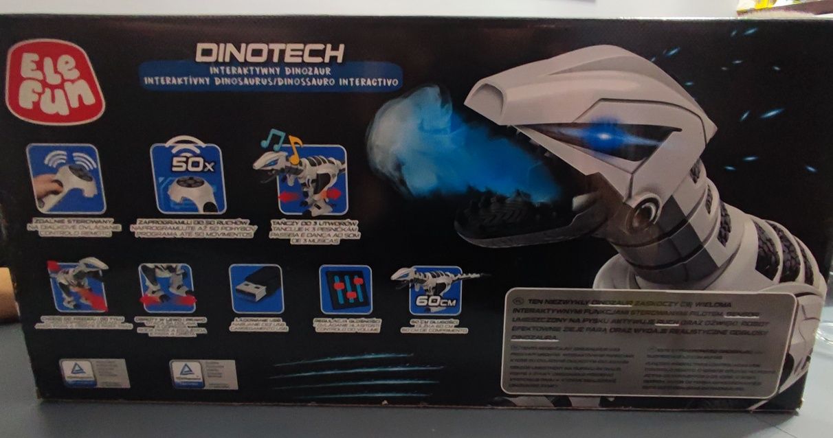 Interaktywny robot dinozaur Elefun Dinotech, z funkcją programowania,