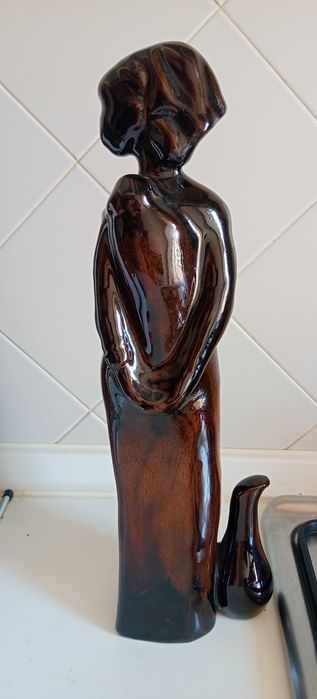 Vintage Estatua escultura em Ceramica mulher Africana nua