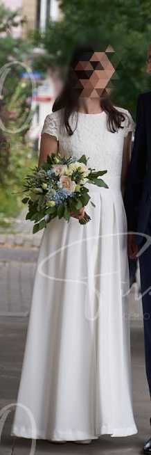 Suknia ślubna krótki rękaw Ralph Lauren r 36