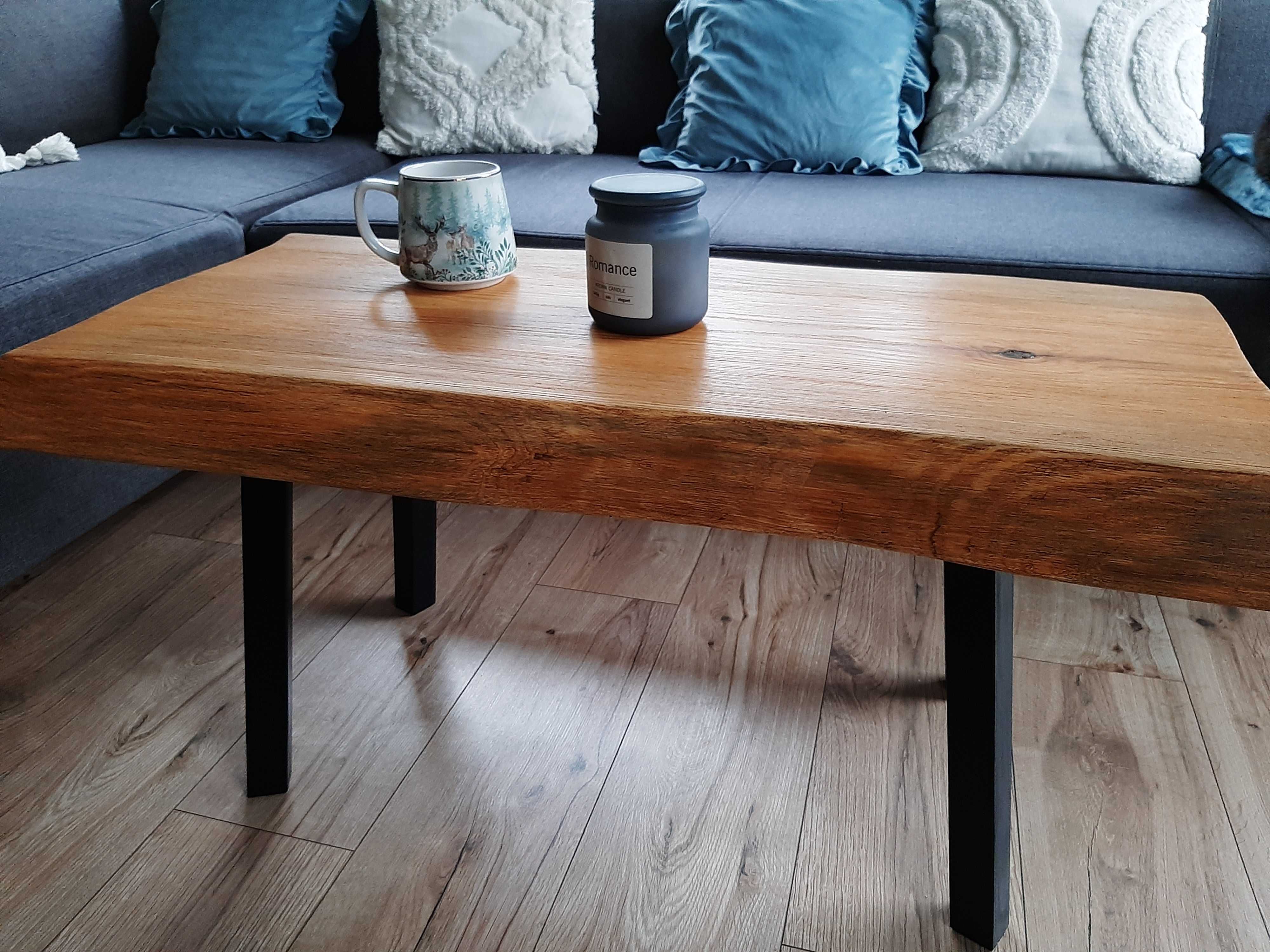 Stolik kawowy, drewno naturalne, ława